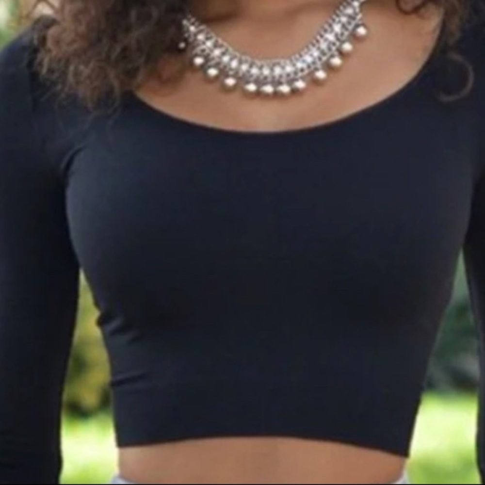 GUCCI SZ38 Black 3/4 Open Sleeve Couture Crop Too